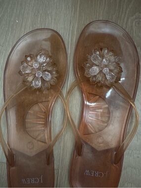 J. Crew Translucent Brown Jelly Floral Toe-Post Sandals